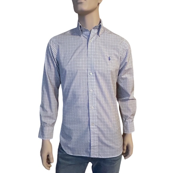 Ralph Lauren Dress Shirt Slim Fit Classic Windowpane Multi Check Plaid 15 32/33 - Picture 11 of 13